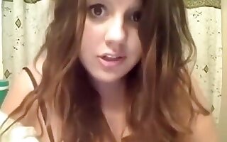 After alot of bullshit, this chubby brunette american girl finally teases naked in the shower.